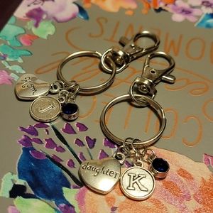 Mom and Daughter keychain with initials